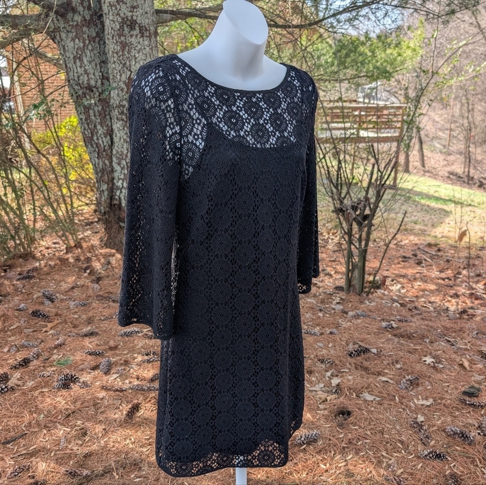 Lilly Pulitzer Topanga Black Crochet Knit Lace Mini Dress Women's Small - Picture 3 of 10